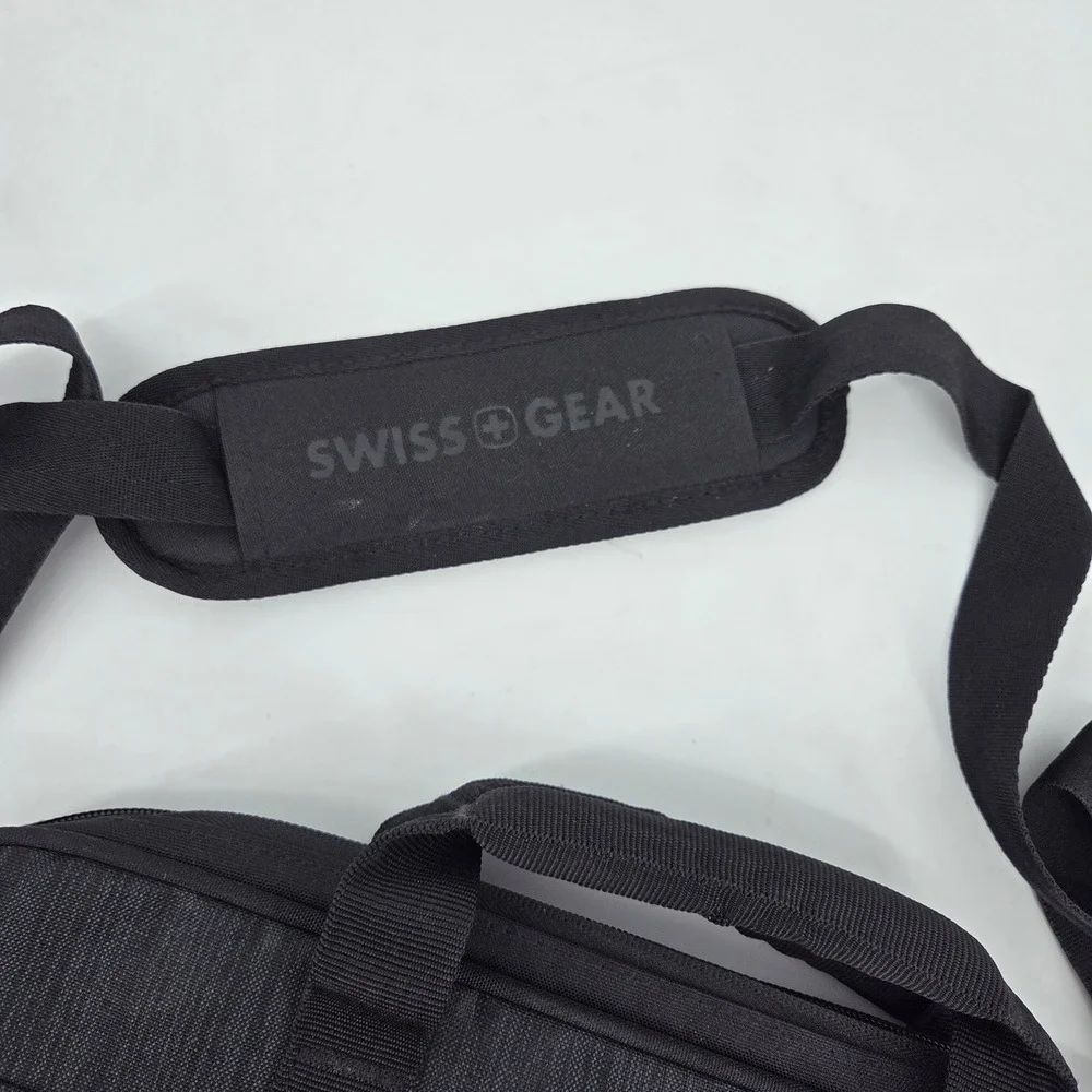 SwissGear Black Laptop Messenger Bag Padded Shoulder Briefcase Case